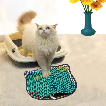 Covoras litiera pentru colectarea granulelor de nisip, Paws & Whiskers, Kdkafa0220, 50% PVC/50% poliester, Multicolor imagine