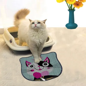 Covoras litiera pentru colectarea granulelor de nisip, Paws & Whiskers, Kdkafa0221, 50% PVC/50% poliester, Multicolor imagine