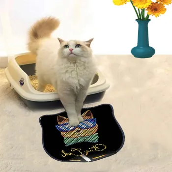 Covoras litiera pentru colectarea granulelor de nisip, Paws & Whiskers, Kdkafa0222, 50% PVC/50% poliester, Multicolor imagine