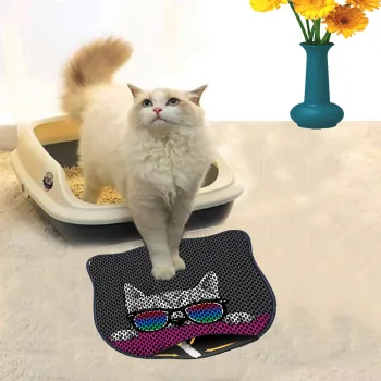 Covoras litiera pentru colectarea granulelor de nisip, Paws & Whiskers, Kdkafa0224, 50% PVC/50% poliester, Multicolor imagine