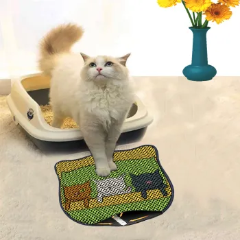 Covoras litiera pentru colectarea granulelor de nisip, Paws & Whiskers, Kdkafa0231, 50% PVC/50% poliester, Multicolor imagine