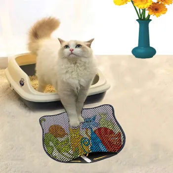 Covoras litiera pentru colectarea granulelor de nisip, Paws & Whiskers, Kdkafa0233, 50% PVC/50% poliester, Multicolor imagine