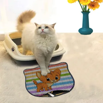 Covoras litiera pentru colectarea granulelor de nisip, Paws & Whiskers, Kdkafa0239, 50% PVC/50% poliester, Multicolor imagine