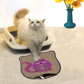 Covoras litiera pentru colectarea granulelor de nisip, Paws & Whiskers, Kdkafa0249, 50% PVC/50% poliester, Multicolor imagine