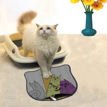 Covoras litiera pentru colectarea granulelor de nisip, Paws & Whiskers, Kdkafa0250, 50% PVC/50% poliester, Multicolor imagine