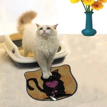 Covoras litiera pentru colectarea granulelor de nisip, Paws & Whiskers, Kdkafa0253, 50% PVC/50% poliester, Multicolor imagine