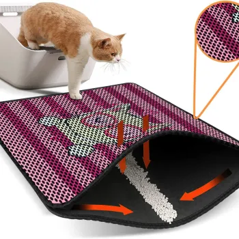 Covoras litiera pentru colectarea granulelor de nisip, Paws & Whiskers, Nrszn0002, 50% PVC/50% poliester, Multicolor imagine