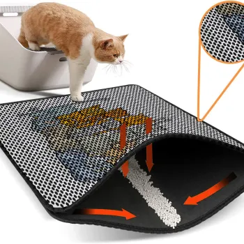 Covoras litiera pentru colectarea granulelor de nisip, Paws & Whiskers, Nrszn0013, 50% PVC/50% poliester, Multicolor imagine