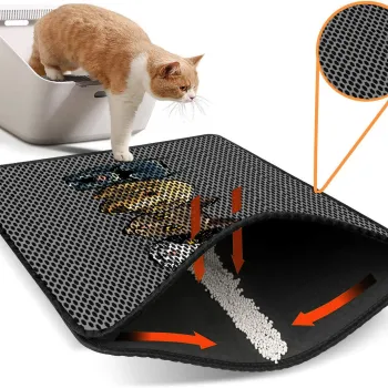 Covoras litiera pentru colectarea granulelor de nisip, Paws & Whiskers, Nrszn0022, 50% PVC/50% poliester, Multicolor imagine