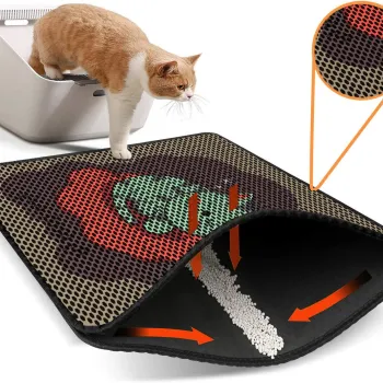 Covoras litiera pentru colectarea granulelor de nisip, Paws & Whiskers, Nrszn0046, 50% PVC/50% poliester, Multicolor imagine