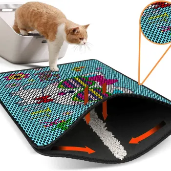 Covoras litiera pentru colectarea granulelor de nisip, Paws & Whiskers, Nrszn0048, 50% PVC/50% poliester, Multicolor imagine