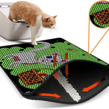 Covoras litiera pentru colectarea granulelor de nisip, Paws & Whiskers, Nrszn0056, 50% PVC/50% poliester, Multicolor imagine