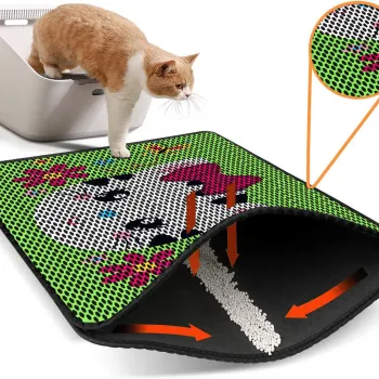 Covoras litiera pentru colectarea granulelor de nisip, Paws & Whiskers, Nrszn0062, 50% PVC/50% poliester, Multicolor imagine