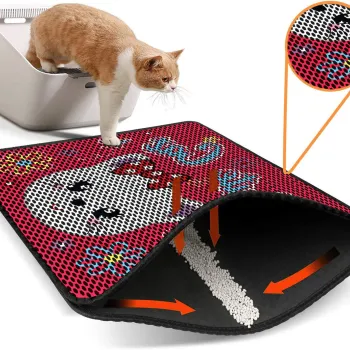 Covoras litiera pentru colectarea granulelor de nisip, Paws & Whiskers, Nrszn0064, 50% PVC/50% poliester, Multicolor imagine