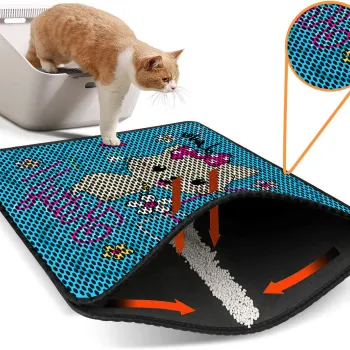 Covoras litiera pentru colectarea granulelor de nisip, Paws & Whiskers, Nrszn0066, 50% PVC/50% poliester, Multicolor imagine