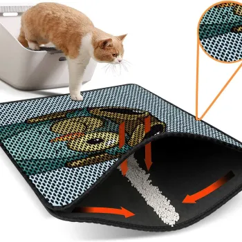 Covoras litiera pentru colectarea granulelor de nisip, Paws & Whiskers, Nrszn0081, 50% PVC/50% poliester, Multicolor imagine