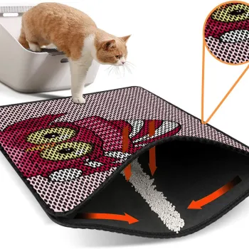 Covoras litiera pentru colectarea granulelor de nisip, Paws & Whiskers, Nrszn0082, 50% PVC/50% poliester, Multicolor imagine