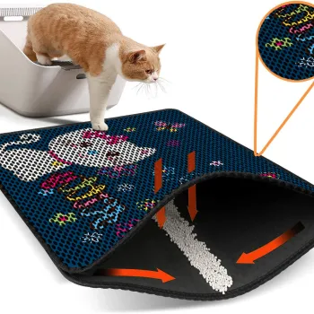 Covoras litiera pentru colectarea granulelor de nisip, Paws & Whiskers, Nrszn0085, 50% PVC/50% poliester, Multicolor imagine