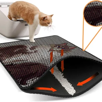 Covoras litiera pentru colectarea granulelor de nisip, Paws & Whiskers, Nrszn0092, 50% PVC/50% poliester, Multicolor imagine