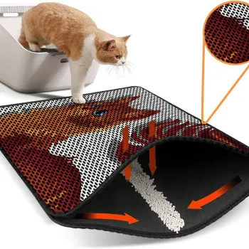 Covoras litiera pentru colectarea granulelor de nisip, Paws & Whiskers, Nrszn0093, 50% PVC/50% poliester, Multicolor imagine