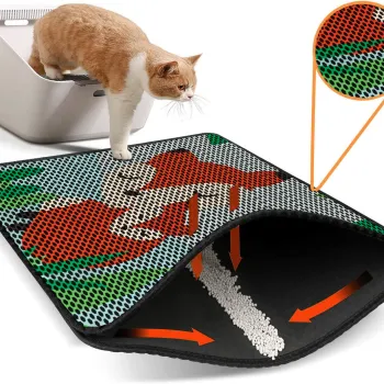 Covoras litiera pentru colectarea granulelor de nisip, Paws & Whiskers, Nrszn0097, 50% PVC/50% poliester, Multicolor imagine