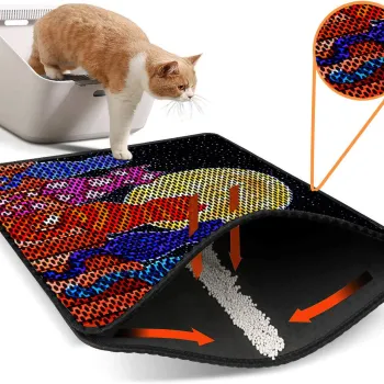 Covoras litiera pentru colectarea granulelor de nisip, Paws & Whiskers, Nrszn0119, 50% PVC/50% poliester, Multicolor imagine