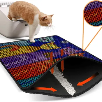 Covoras litiera pentru colectarea granulelor de nisip, Paws & Whiskers, Nrszn0121, 50% PVC/50% poliester, Multicolor imagine