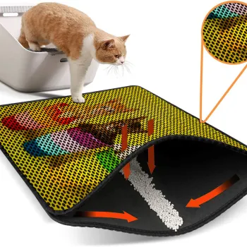 Covoras litiera pentru colectarea granulelor de nisip, Paws & Whiskers, Nrszn0137, 50% PVC/50% poliester, Multicolor imagine