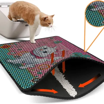 Covoras litiera pentru colectarea granulelor de nisip, Paws & Whiskers, Nrszn0140, 50% PVC/50% poliester, Multicolor imagine