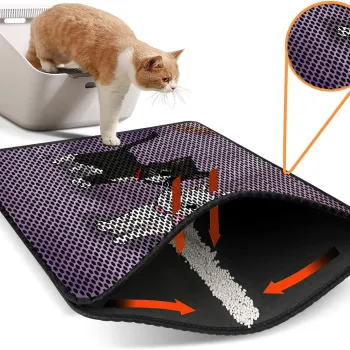 Covoras litiera pentru colectarea granulelor de nisip, Paws & Whiskers, Nrszn0149, 50% PVC/50% poliester, Multicolor imagine