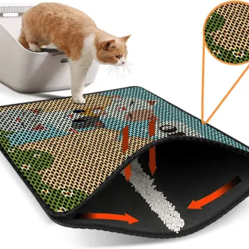 Covoras litiera pentru colectarea granulelor de nisip, Paws & Whiskers, Nrszn0164, 50% PVC/50% poliester, Multicolor imagine