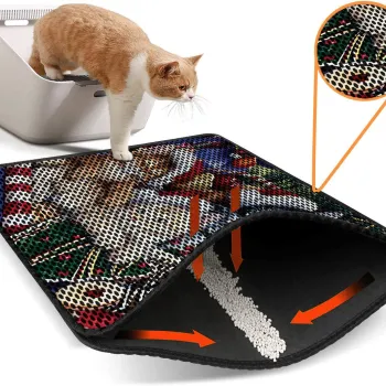 Covoras litiera pentru colectarea granulelor de nisip, Paws & Whiskers, Nrszn0166, 50% PVC/50% poliester, Multicolor imagine