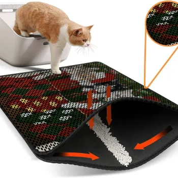 Covoras litiera pentru colectarea granulelor de nisip, Paws & Whiskers, Nrszn0169, 50% PVC/50% poliester, Multicolor imagine