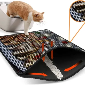 Covoras litiera pentru colectarea granulelor de nisip, Paws & Whiskers, Nrszn0172, 50% PVC/50% poliester, Multicolor imagine