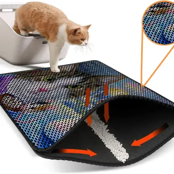 Covoras litiera pentru colectarea granulelor de nisip, Paws & Whiskers, Nrszn0173, 50% PVC/50% poliester, Multicolor imagine