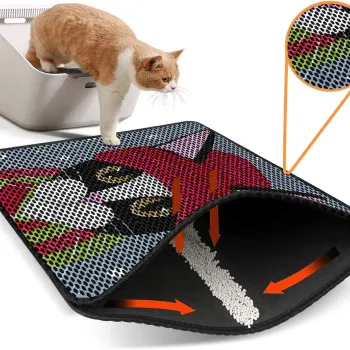 Covoras litiera pentru colectarea granulelor de nisip, Paws & Whiskers, Nrszn0174, 50% PVC/50% poliester, Multicolor imagine