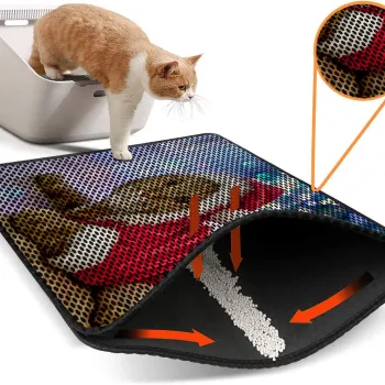 Covoras litiera pentru colectarea granulelor de nisip, Paws & Whiskers, Nrszn0175, 50% PVC/50% poliester, Multicolor imagine