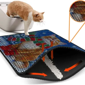 Covoras litiera pentru colectarea granulelor de nisip, Paws & Whiskers, Nrszn0176, 50% PVC/50% poliester, Multicolor imagine