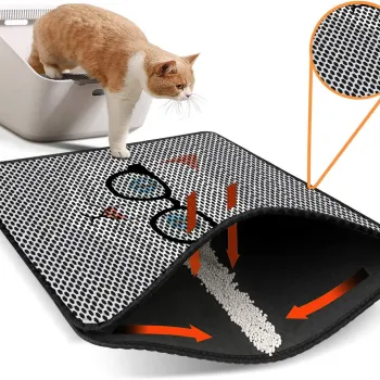 Covoras litiera pentru colectarea granulelor de nisip, Paws & Whiskers, Nrszn0181, 50% PVC/50% poliester, Multicolor imagine