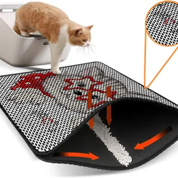 Covoras litiera pentru colectarea granulelor de nisip, Paws & Whiskers, Nrszn0190, 50% PVC/50% poliester, Multicolor imagine