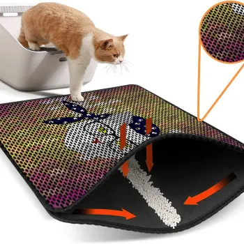 Covoras litiera pentru colectarea granulelor de nisip, Paws & Whiskers, Nrszn0198, 50% PVC/50% poliester, Multicolor imagine