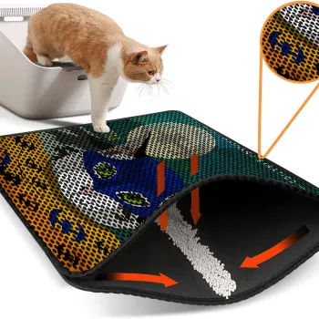 Covoras litiera pentru colectarea granulelor de nisip, Paws & Whiskers, Nrszn0202, 50% PVC/50% poliester, Multicolor imagine