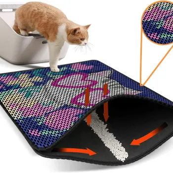 Covoras litiera pentru colectarea granulelor de nisip, Paws & Whiskers, Nrszn0210, 50% PVC/50% poliester, Multicolor imagine