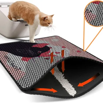 Covoras litiera pentru colectarea granulelor de nisip, Paws & Whiskers, Nrszn0218, 50% PVC/50% poliester, Multicolor imagine