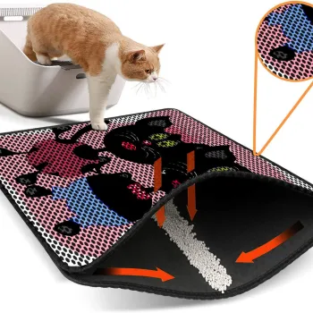 Covoras litiera pentru colectarea granulelor de nisip, Paws & Whiskers, Nrszn0235, 50% PVC/50% poliester, Multicolor imagine