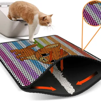 Covoras litiera pentru colectarea granulelor de nisip, Paws & Whiskers, Nrszn0239, 50% PVC/50% poliester, Multicolor imagine