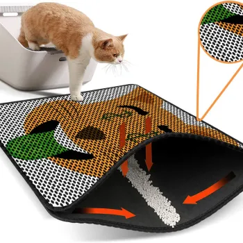 Covoras litiera pentru colectarea granulelor de nisip, Paws & Whiskers, Nrszn0241, 50% PVC/50% poliester, Multicolor imagine