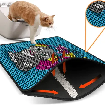 Covoras litiera pentru colectarea granulelor de nisip, Paws & Whiskers, Nrszn0245, 50% PVC/50% poliester, Multicolor imagine