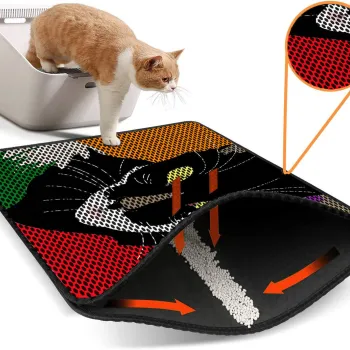 Covoras litiera pentru colectarea granulelor de nisip, Paws & Whiskers, Nrszn0247, 50% PVC/50% poliester, Multicolor imagine