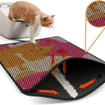 Covoras litiera pentru colectarea granulelor de nisip, Paws & Whiskers, Nrszn0251, 50% PVC/50% poliester, Multicolor imagine